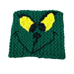 Green and Yellow coffee cozy with Textured Design Holiday Theme